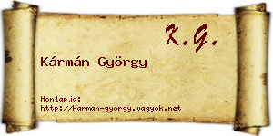 Kármán György névjegykártya