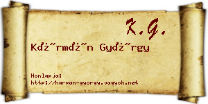 Kármán György névjegykártya